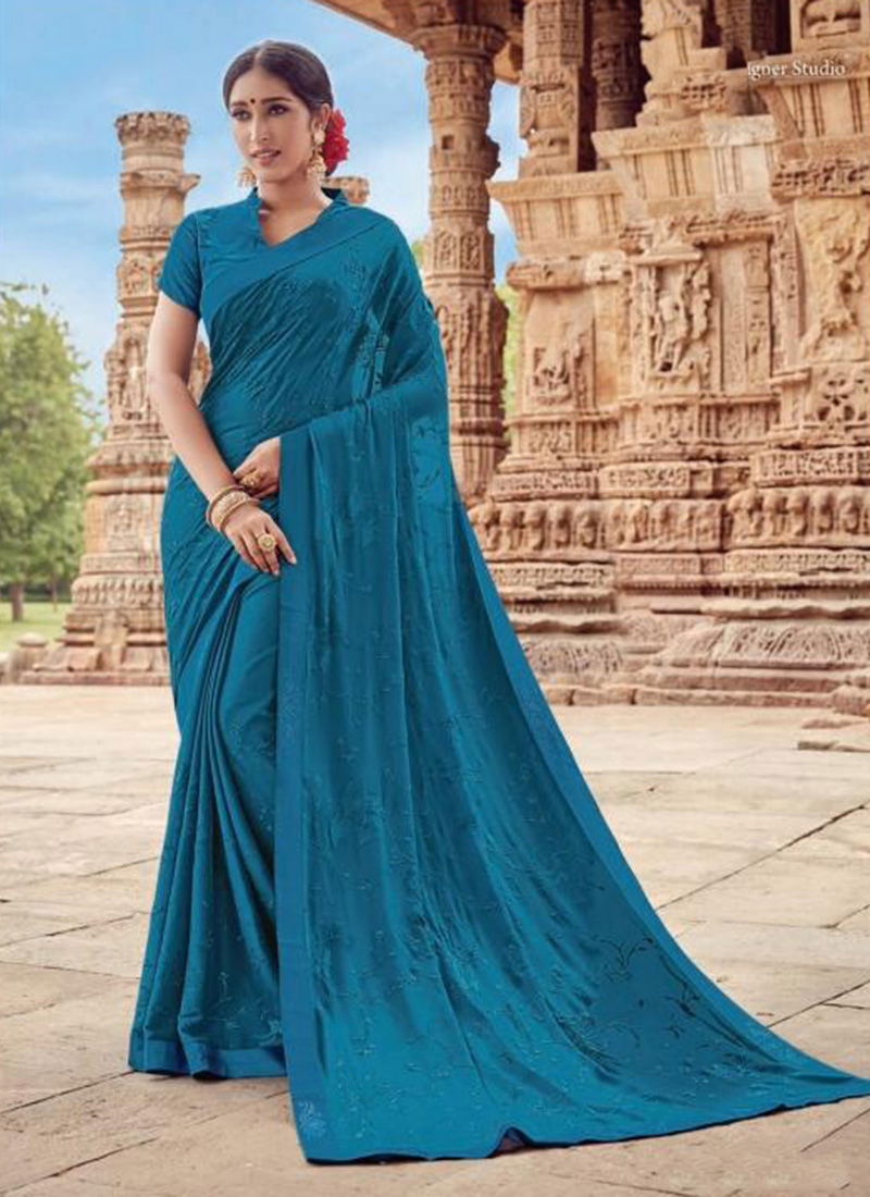 Latest Designer Saree Collection With Fancy Border and Beautiful Embroidery Work 
